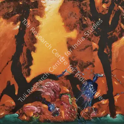 Manu Parekh (Artist), Sun Behind Tress, 2001, Painting