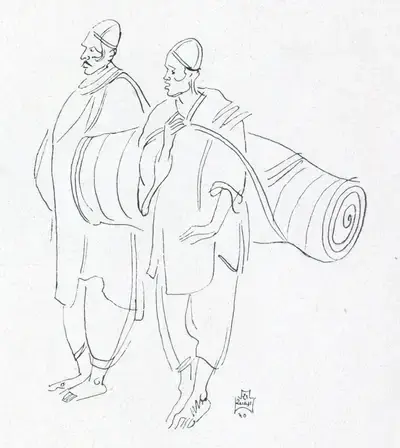 Shiavax Chavda (Artist), Sketches of Kashmir Life, 1940, Sketch