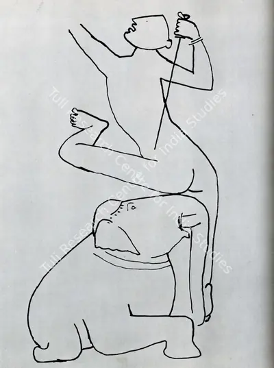 Husain, M. F. (Artist). Khajuraho Drawing. Pen and ink, 1954 | Maqbool Fida Husain , 1971 | Drawing | FineArts | 00495228