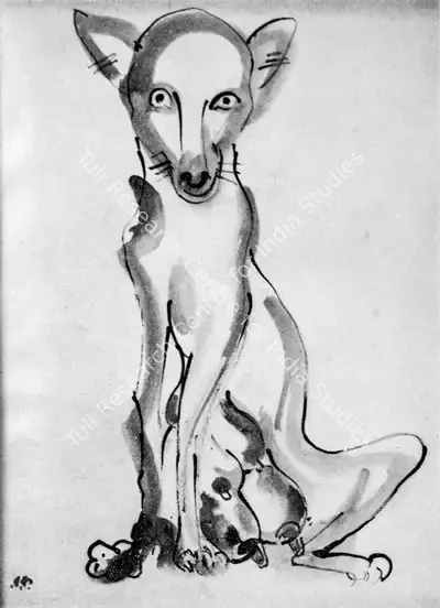 Ramkinkar Baij (Artist), Dog, 1945, Drawing