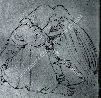 Pran Nath Mago (Artist), Mourners, Drawing