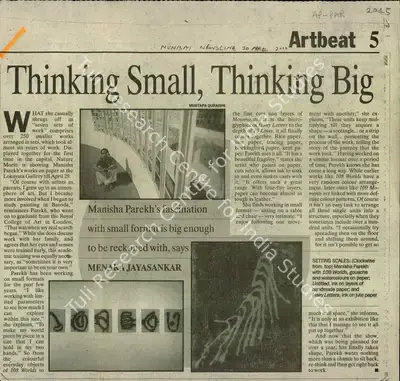 Mustafa Quraishi (Photographer), Thinking Small, Thinking Big, 2000, Newspaper Clipping