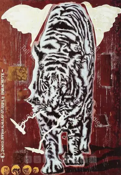 Jitish Kallat (Artist), Purple Parachute, 2002, Painting