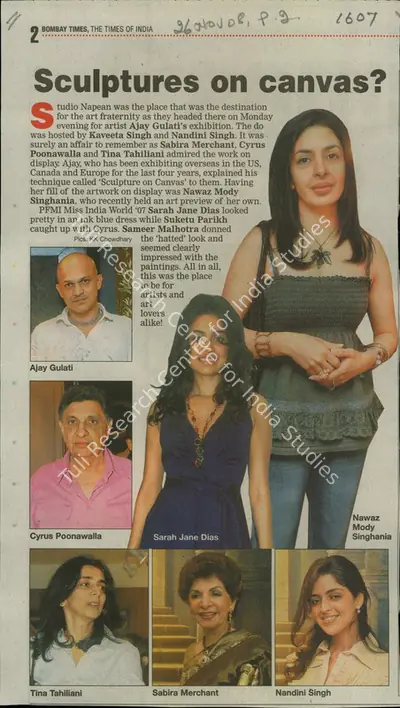 K.K. Chowdhary (Reporter), Sculptures on Canvas?, 2008, Newspaper Clipping