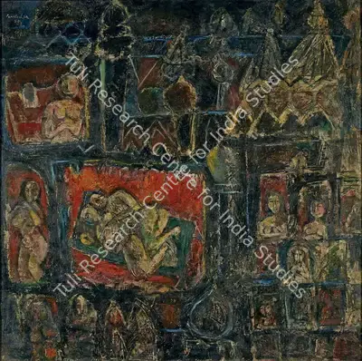 Paritosh Sen (Artist), House Of Banaras, 1958, Painting