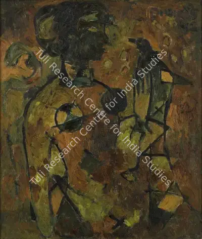 V.S. Gaitonde (Artist), Portrait of Bhanu Rajapadhya, 1952, Painting