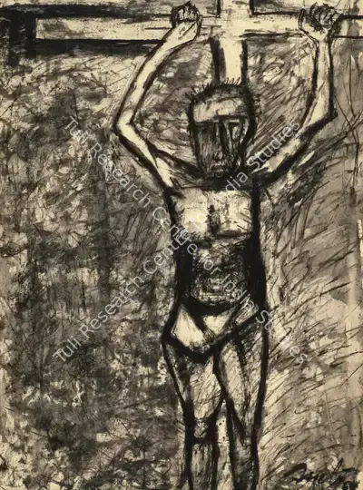Tyeb Mehta (Artist), Crucifixion, 1958, Drawing