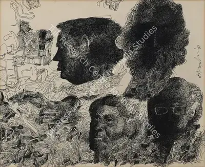 K.M. Adimoolam (Artist), The Four (In The Mist of Forms), 1981, Painting