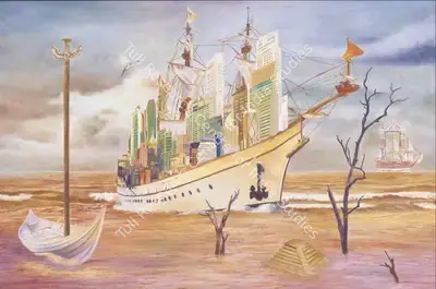 Ranbir Kaleka (Artist), Deucalion's Eternal Voyage, 2018, Painting