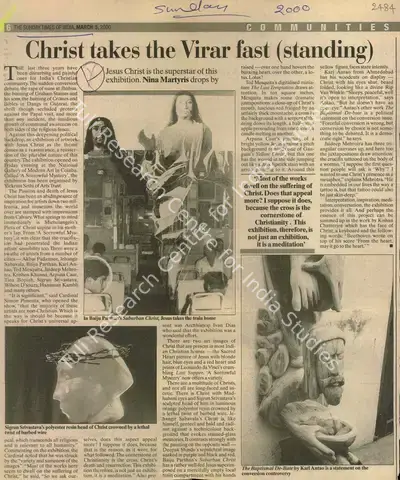 Nina Martyris (Reporter), Christ Takes The Virar Fast (Standing), 2000, Newspaper Clipping