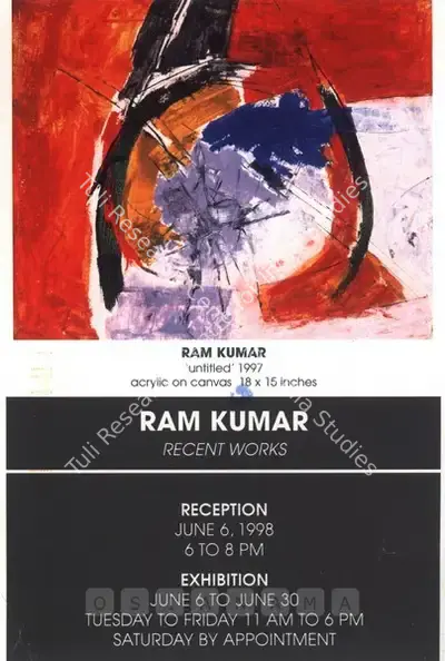 Ramkumar (Artist), Ram Kumar, 1998, Solo Exhibition Invitation