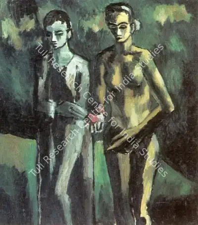 Ivan Peries (Artist), Two Figures Walking by Moonlight, 1947, Painting