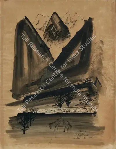 Laxman Pai (Artist), Kashmir, 1965, Drawing