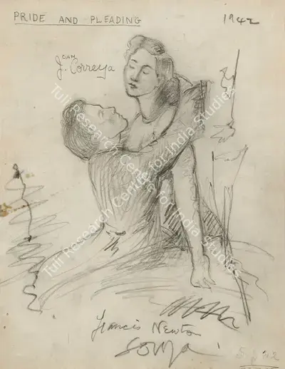 F.N. Souza (Artist), Pride & Pleading, 1942, Drawing
