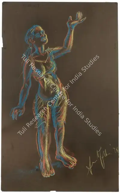Anna Molka Ahmed (Artist), Untitled (Woman with raised hand), 1978, Painting