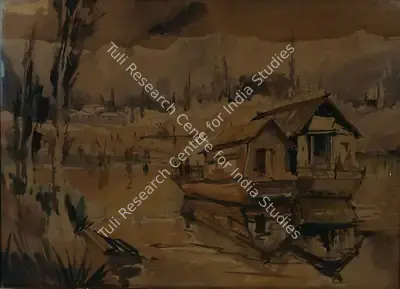 P.A. Dhond (Artist), Kashmir Houseboat, 1961, Painting