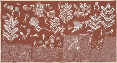 Jivya Soma Mashe (Artist), Untitled (Harvest Days) (Warli Painting), Painting