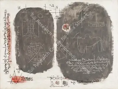 Paniker, K.C.S. (Artist). Untitled (Words and Symbols). Oil on canvas laid on mountboard, 1964 | Painting | EconomicsArt | 00872687