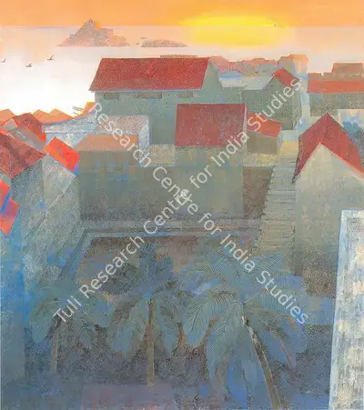 N.S. Bendre (Artist), Sunrise at Vivekanand Rock - Kanyakumari, 1986, Painting