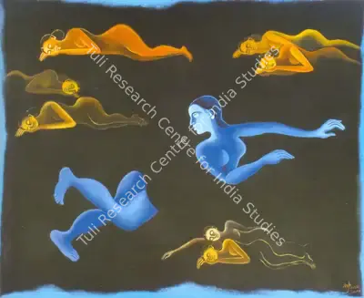 Arpana Caur (Artist), Blue Swimmer, 2005, Painting