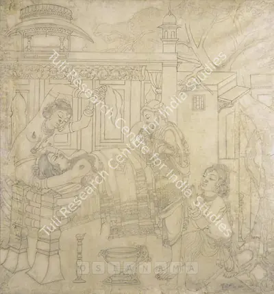 Sarada Ukil (Artist), Birth Of Buddha, Drawing