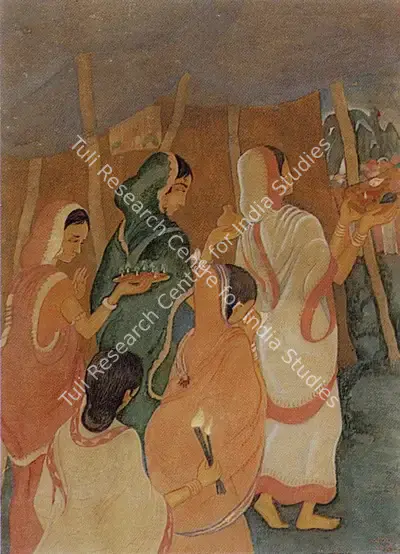 Atasi Baura (Artist), To the Pooja Mandap, 1944, Painting