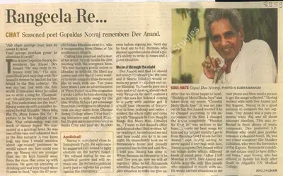 Anuj Kumar (Writer), Rangeela Re, 2011, Newspaper Clipping