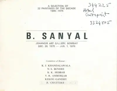 B.C. Sanyal (Artist), B. Sanyal, 1975, Solo Exhibition Catalogue