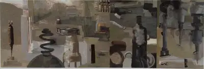 Nataraj Sharma (Artist), Machine Parts/ Landscape, Painting