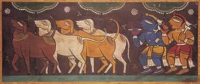 Jamini Roy (Artist), Krishna and Balaram, 1955, Painting