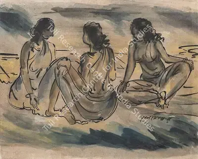 Ramkinkar Baij (Artist), Gossip Series, 1950, Painting