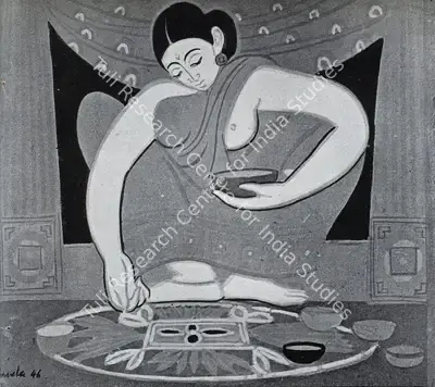 Shiavax Chavda (Artist), Rangoli, 1946, Painting