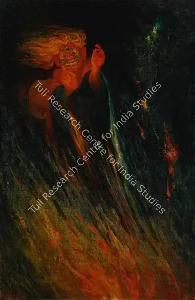 Gangooly, J.P. (Artist). The Demon in my Dreadful Dream during Delirium, n.d. | Painting, So.NeY/16.03.21, 2021 · Sotheby's