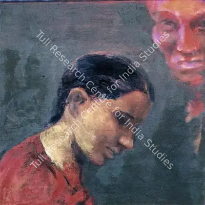 Anupam Sud (Artist), Woman in Red, 1996, Painting