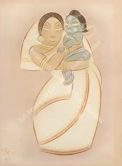 Ganesh Pyne (Artist), Untitled (Mother & Child), 1961, Painting