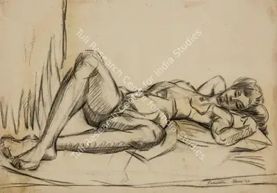 Jehangir Sabavala (Artist), Reclining Nude, 1949, Painting