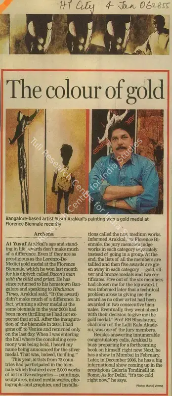 Archana (Reporter), The Colour of Gold, 2006, Newspaper Clipping