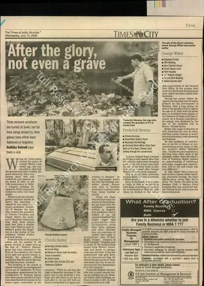 Radhika Dwivedi (Writer), After the Glory Not Even a Grave, 2005, Newspaper Clipping