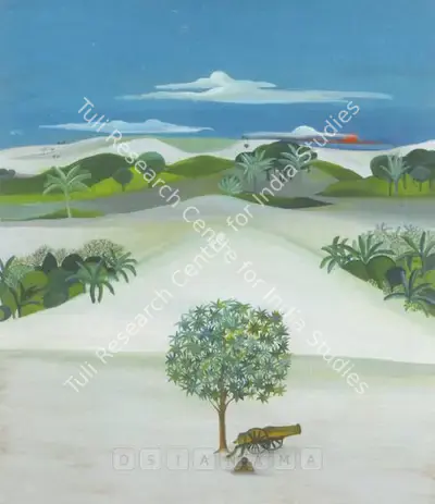 Khakhar, Bhupen (Artist). Landscape With Cannon, n.d. | Painting, Ch.NeY/20.09.00