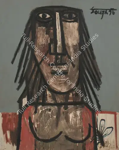 Souza, F.N. (Artist). Head Of A Woman With Fly, 1956 | Painting, Sa.Onl/19.01.12, 1956
