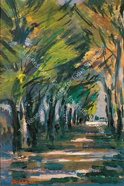 Sailoz Mookherjea (Artist), Landscape, 1958, Painting