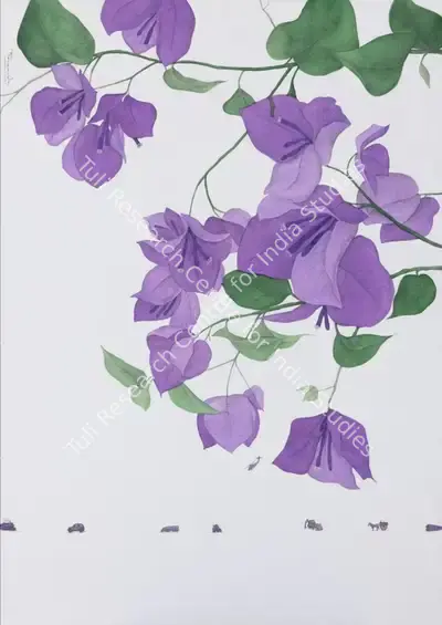 P.N. Chaturvedi (Artist), The Purple Bougainvillea Flower, 2022, Painting