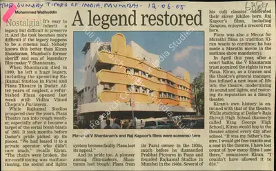 Mohammed Wajihuddin (Reporter), A Legend Restored, 2005, Newspaper Clipping