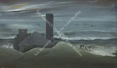 Mrinal K. Das (Artist), Untitled (Labourers at Sea / Gopalpur), Painting