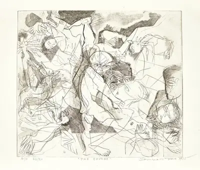 Somnath Hore (Artist), The Savage, 1975, Graphic Art