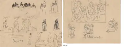 Dhanraj Bhagat (Artist), Untitled (Double-sided), 1950, Drawing