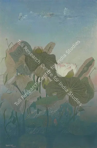 K. Madhava Menon (Artist), Untitled (Water Lilies), 1939, Painting