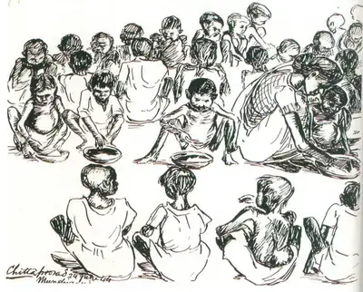 Chittaprosad (Artist), Bengal Famine, 1941, Drawing