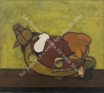 Tyeb Mehta (Artist), Trussed Bull, 1956, Painting