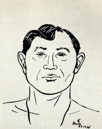 Somnath Hore (Artist), Harendra Burman, 1946, Drawing